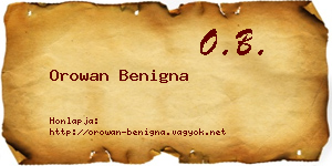 Orowan Benigna névjegykártya